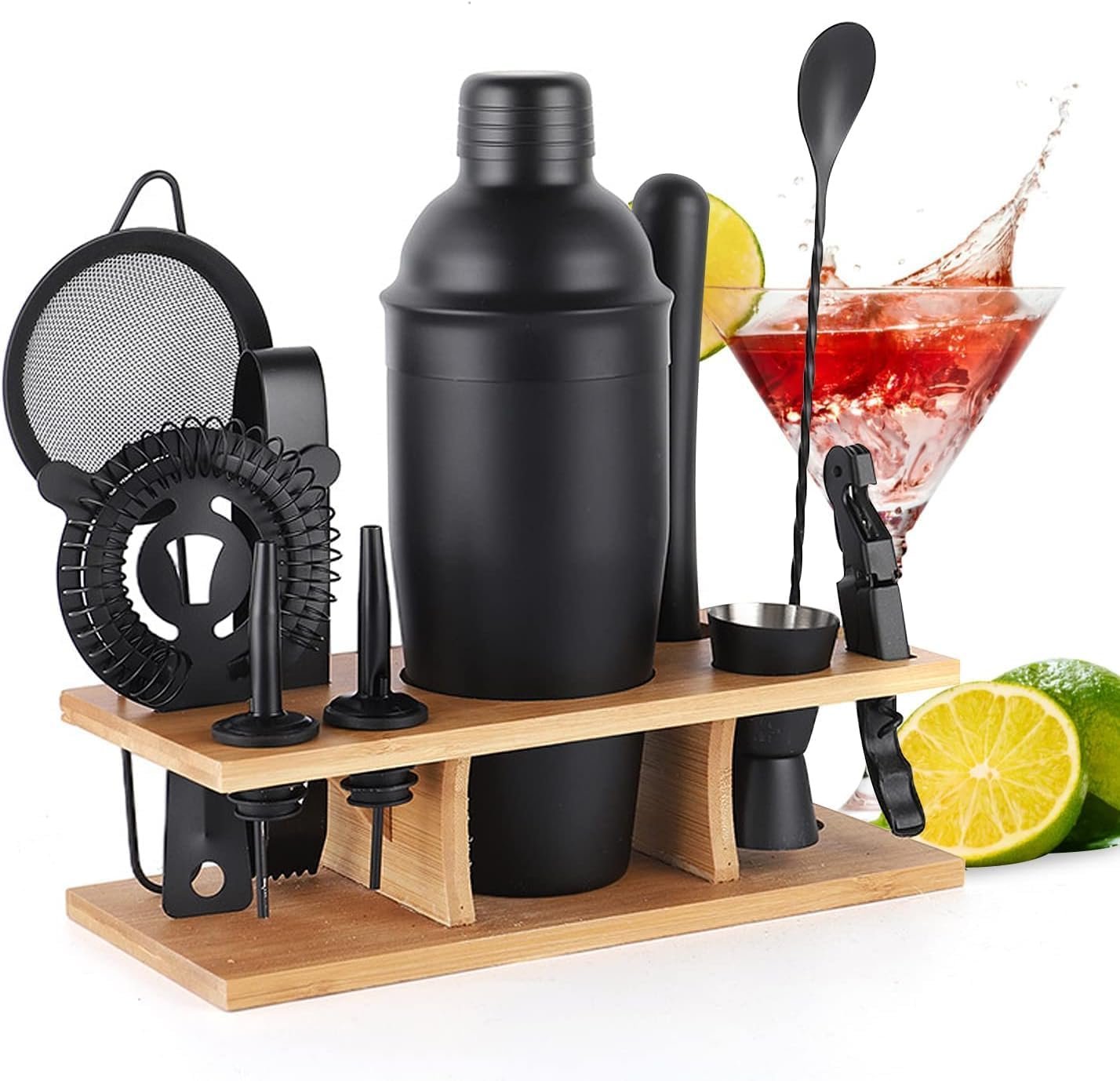 Bartender Kit 11-Piece Cocktail Shaker-Muddler for Cocktails 25oz Boston Shaker-Bar Accessories with Stylish Bamboo Stand Mix Drink Shaker kit Perfect Martini kit with Cocktail Recipes Booklet - Image 2
