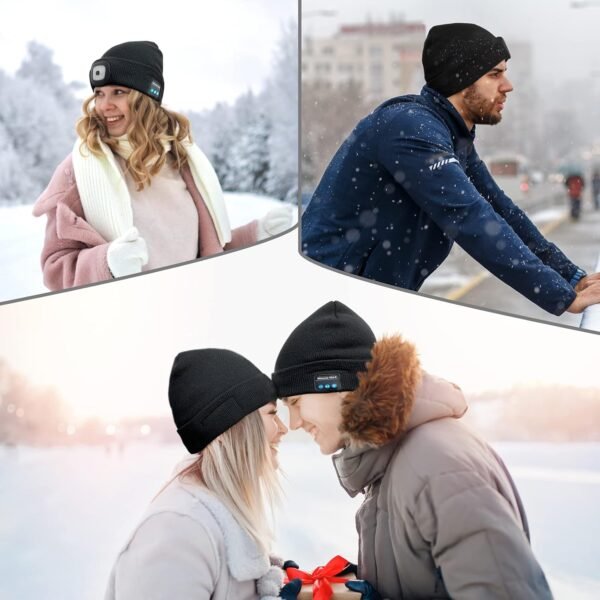 Tutuko Unisex Bluetooth Beanie Hat with Light, Built-in Speaker Mic, Headlamp Cap with Headphones, Tech Gift for Men Women - Image 8