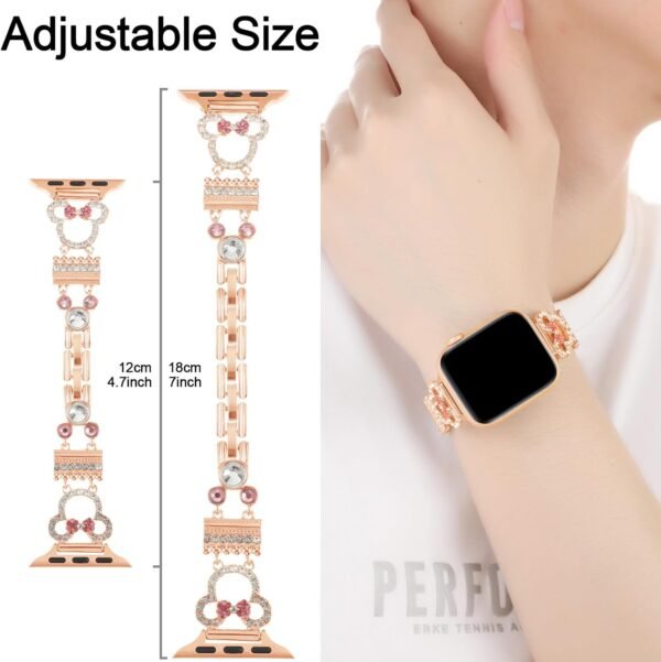 Bling Bracelet Band Compatible with Apple Watch Bands for Women 46mm 40mm 41mm 38mm 44mm 45mm 42mm 49mm, Cute Cartoon Dressy Jewelry Charm Metal Strap for iWatch Ultra 2 Series 10/9/8/7/6/5/4/3/2/1/SE - Image 5