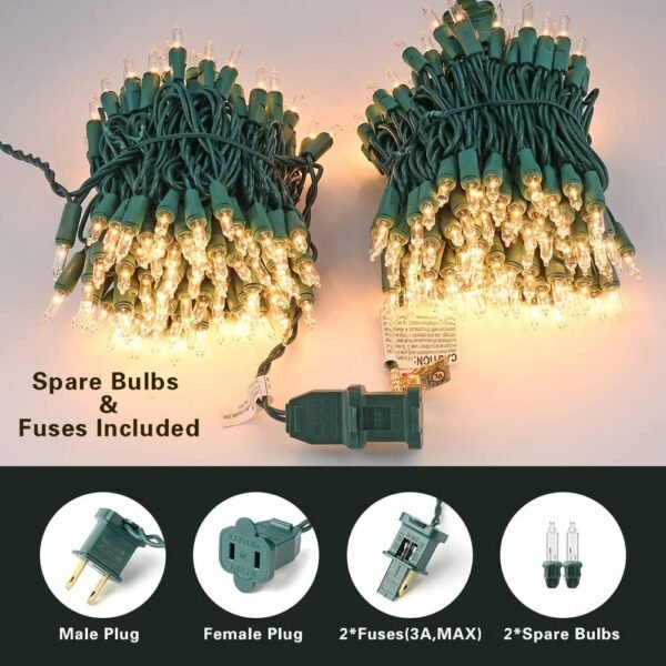 Christmas Lights, 21.63ft 100 Count Incandescent Clear Christmas Lights, UL Certified Outdoor Christmas Mini Light Connectable, Green Wire Tree Light Indoor for Home Party Decor, Warm White - Image 5