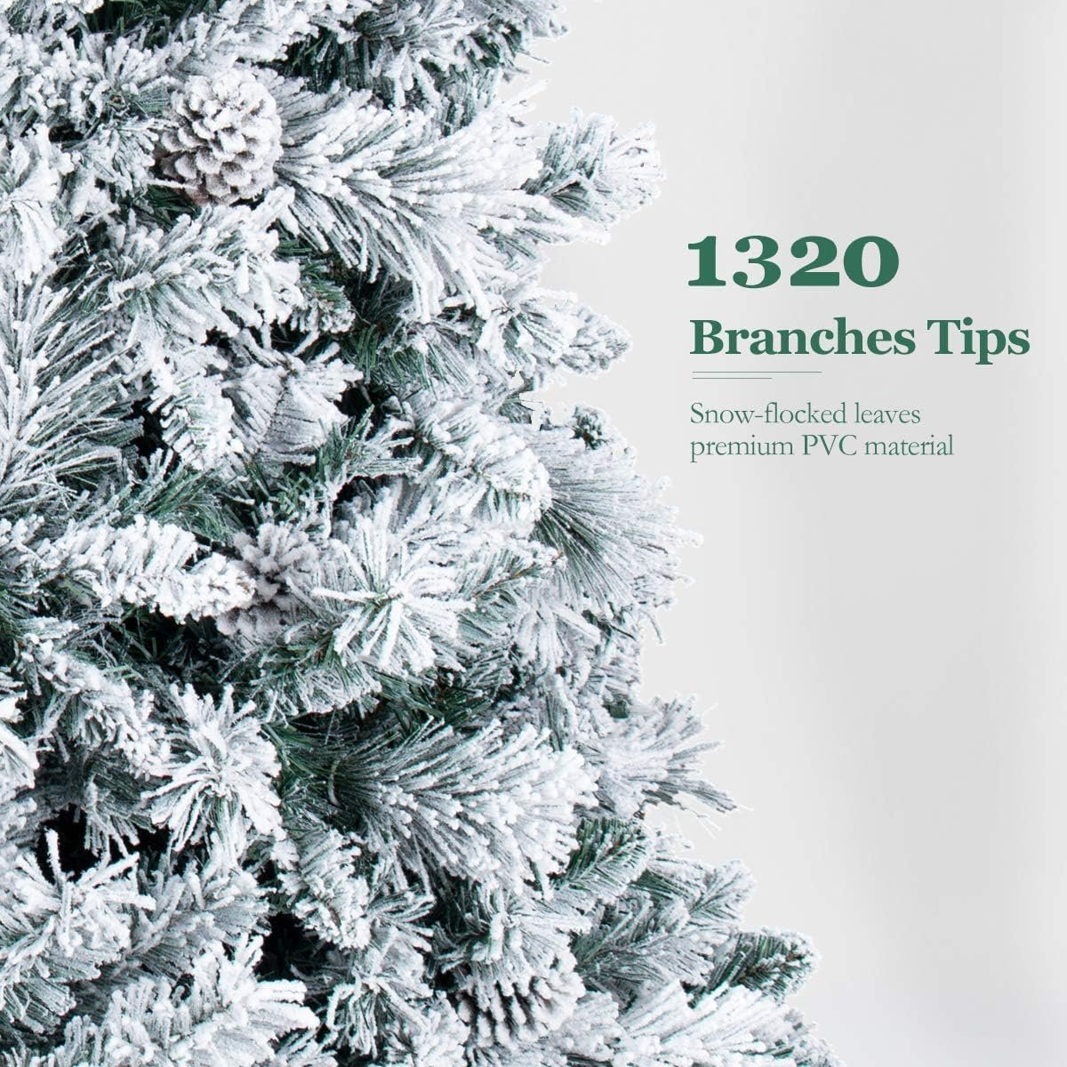 7.5 FT Prelit Christmas Tree Snow Flocked, Premium Hinged Christmas Tree, Artificial Xmas Tree for Indoor and Outdoor - Image 4