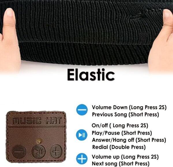 Wireless Beanie Music Hat with Light Unisex Musical Knitted Cap Rechargeable Beanie with Light Built-in Speakers Mic Headphone Beanie Hat Gifts for Men Women Running Camping Fishing - Image 7