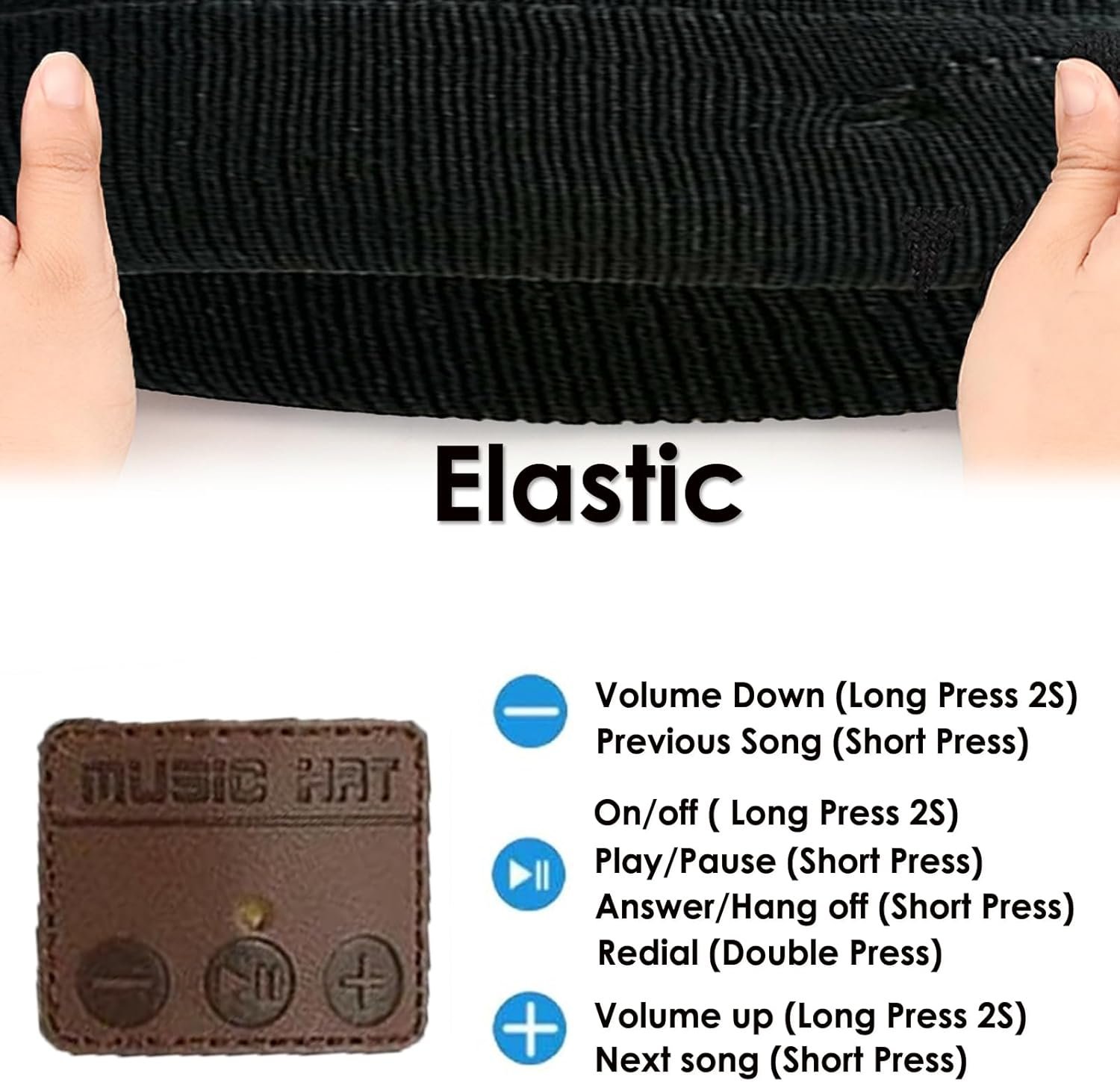 Wireless Beanie Music Hat with Light Unisex Musical Knitted Cap Rechargeable Beanie with Light Built-in Speakers Mic Headphone Beanie Hat Gifts for Men Women Running Camping Fishing - Image 7