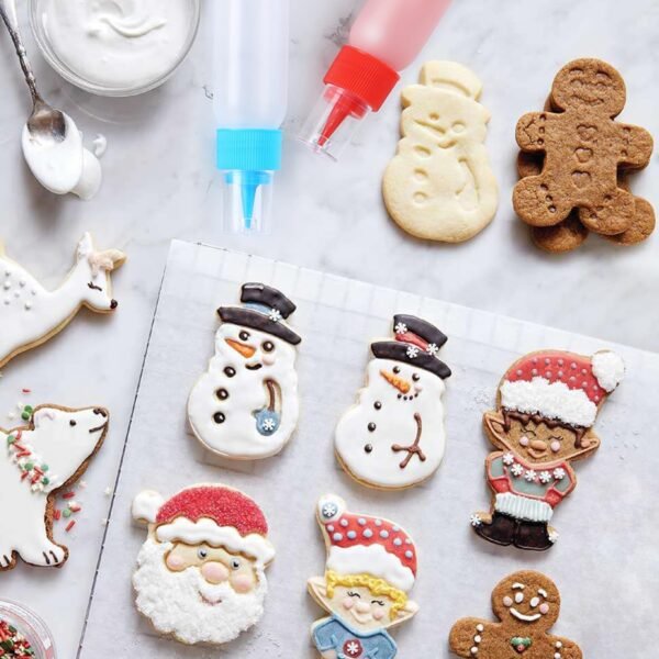 GOLOHO Cookie Icing Bottles, 6 Squeeze Applicator Bottles, 2 each (1, 2 and 4 ounces), Royal Icing Tools, Cake Sugar Cookie Decorating Supplies, Food Coloring, Frosting, Pancake Arts and Crafts Kit - Image 8