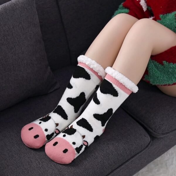 LINEMIN Womens Winter Slipper Socks With Grippers Cozy Warm Cute Fuzzy Slipper Socks - Image 5