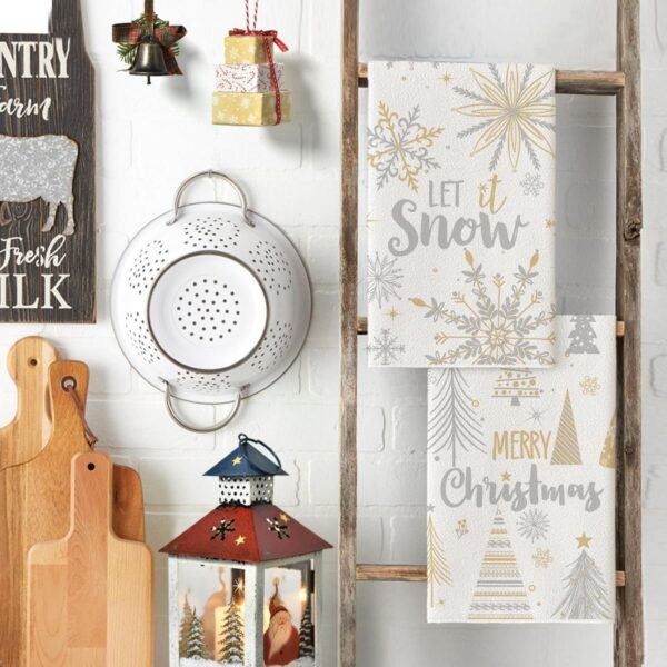 Artoid Mode Snowflake Let It Snow Xmas Trees Merry Christmas Kitchen Towels Dish Towels, 18x26 Inch Daily Seasonal Winter Decoration Hand Towels Set of 2 - Image 4
