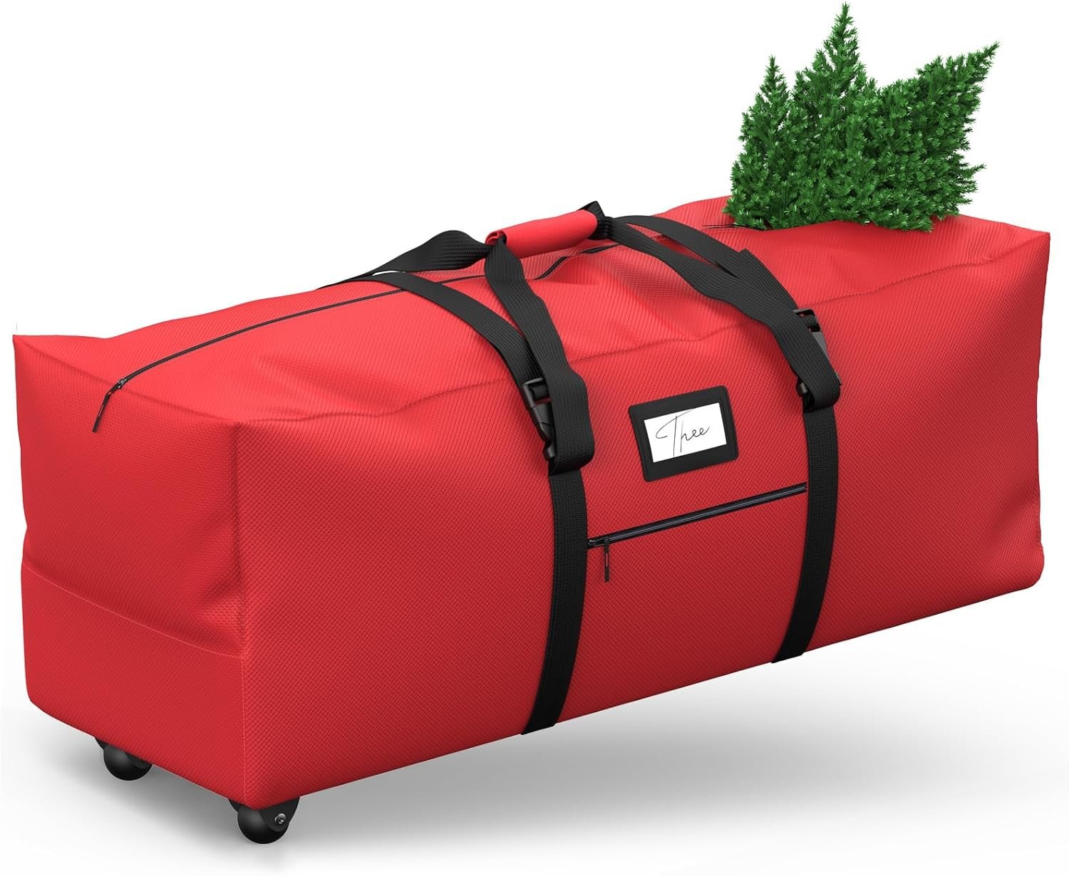 Rolling Christmas Tree Storage Bag, Fits Up to 9 ft Artificial Xmas Disassembled Trees. Extra Large Storage Container with Wheels and Handles. Against Dust, Insects, and Moisture.(Red) - Image 2