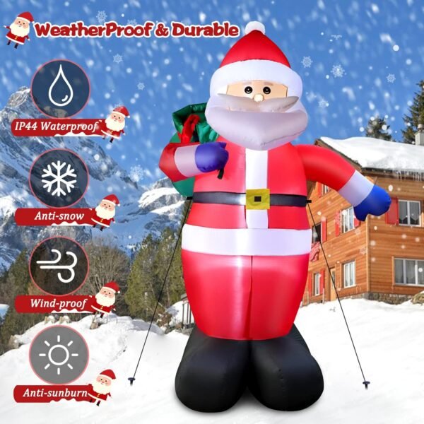 8 FT Christmas Inflatable Santa Claus Outdoor Decorations, Blow Up Santa Claus with Gifts Bag, Giant Santa Carrying Present Sack, Built-in LED Light, Xmas Outside Decor for Front Back Yard Garden Lawn - Image 4