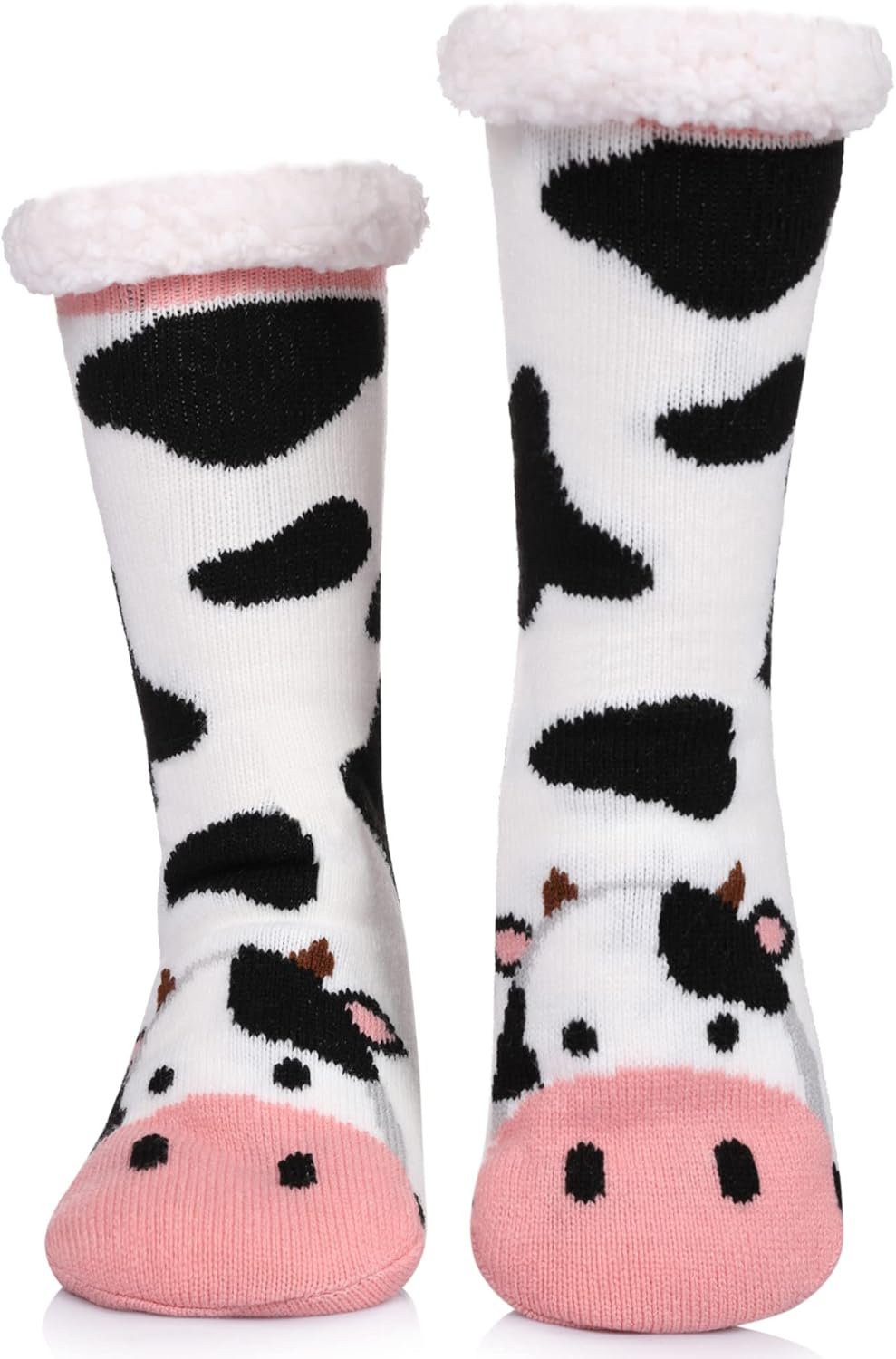 LINEMIN Womens Winter Slipper Socks With Grippers Cozy Warm Cute Fuzzy Slipper Socks - Image 2