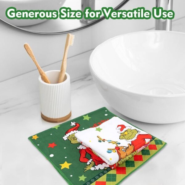 3 Pack Christmas Hand Towels for Kitchen, 14" x 28" Large Christmas Kitchen Bathroom Decor Absorbent Xmas Tea Dish Towels Set for Drying Cleaning Cooking Xmas Holiday Housewarming Gift for New Home - Image 7