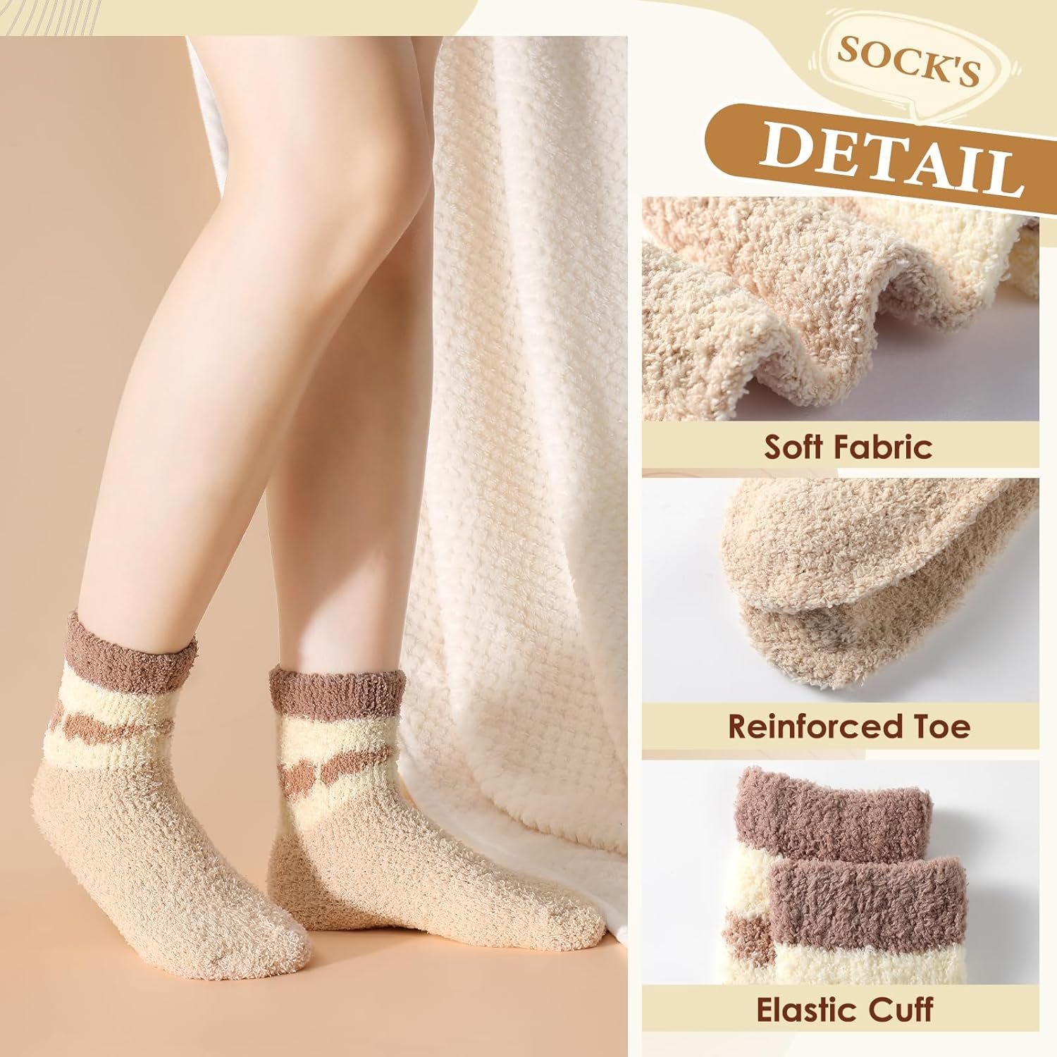 Fuzzy Socks for Women - Cozy Socks for Women 5 Pairs - Image 4