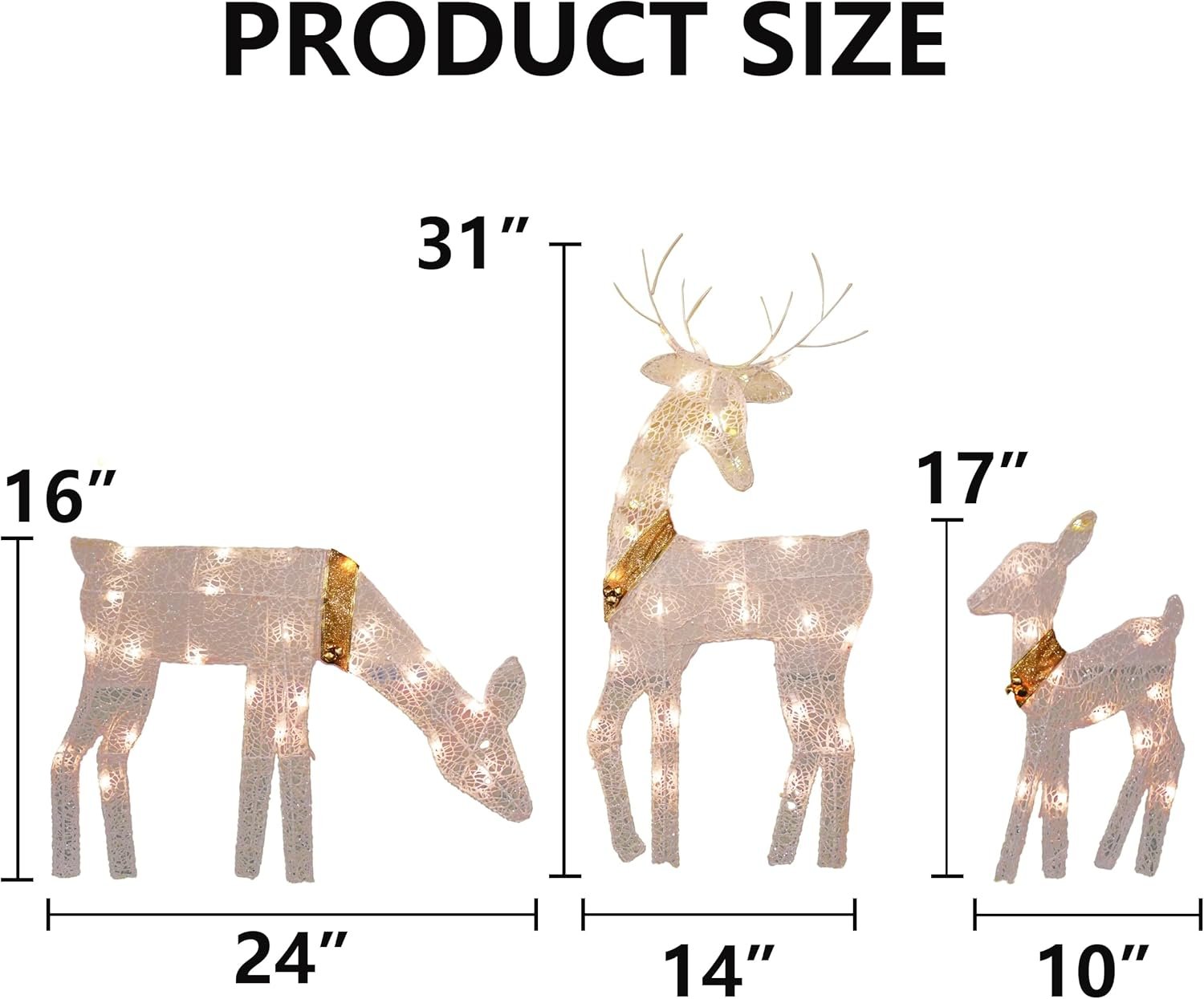 Dazzle Bright Christmas Outdoor Decoration, 3-Piece Lighted 2D Reindeer Family with 60 L, Pre-Lit Light Up Deer Set, Waterproof Outdoor Christmas Deer Decorations for Yard Patio Lawn Garden Party - Image 3