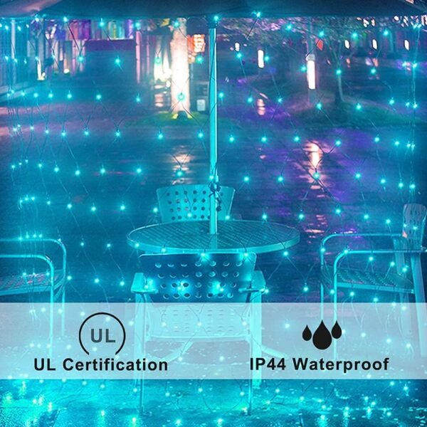 RGB Net Lights, Color Changing Outdoor LED Christmas Mesh Lights, 9.8ft x 6.6ft 204 LED Net Light Halloween Decorations, Connectable Plug in Waterproof Tree Christmas Light Bushes Wedding Garden Decor - Image 9