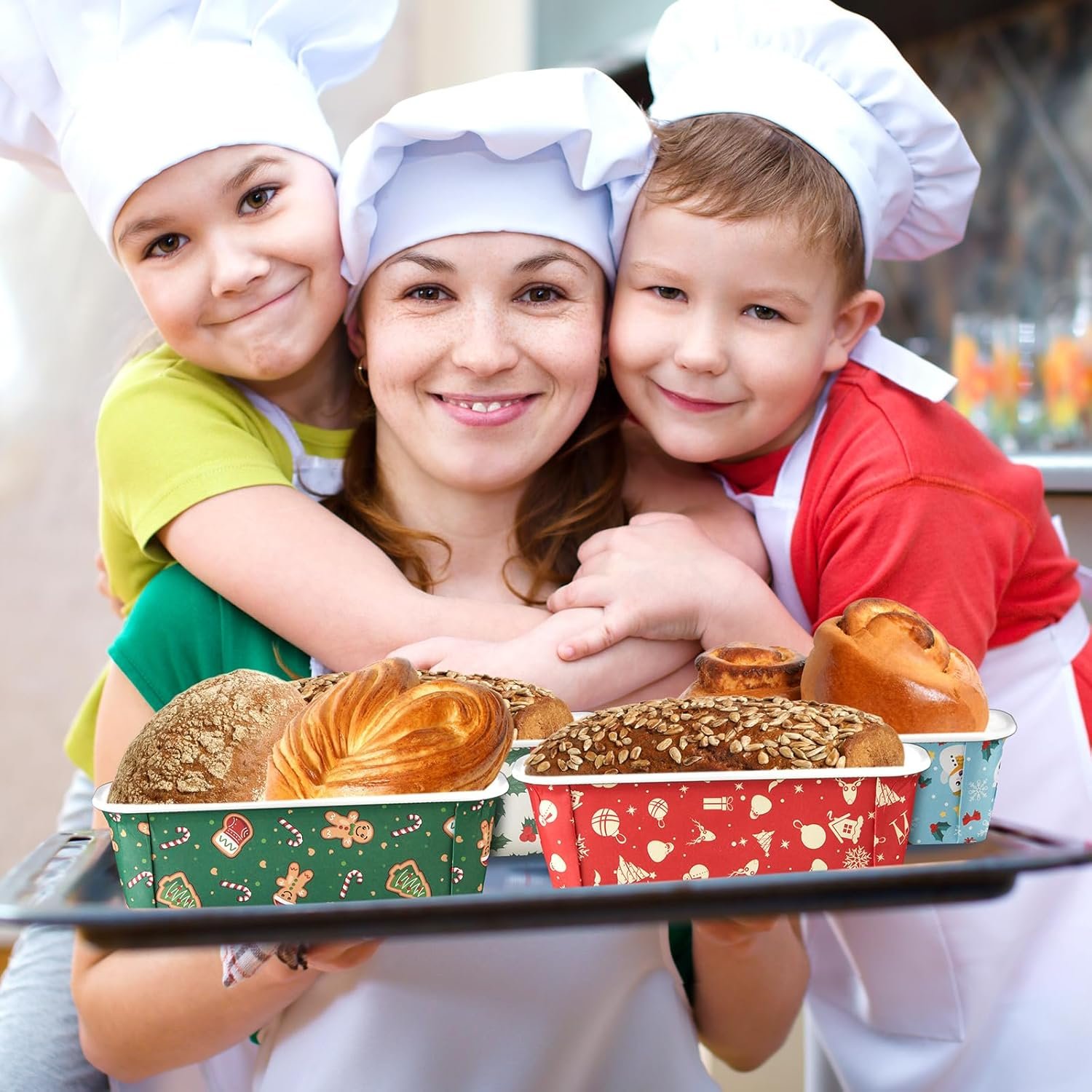 Maxcheck 80 Sets Christmas Loaf Pan with Lid Xmas Tree Snowman Disposable Baking Pans 6.3 x 2.17 x 2.17 Paper Loaf Molds with Stickers for Bread Cake Meatloaf Baked Goods Microwave Oven Freezer Safe - Image 7