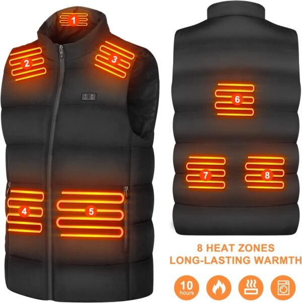 Rechargeable Heated Vest with Battery Pack for Men Women,3 Heating Levels 8 Heating Zones Lightweight Warming Jacket - Image 9