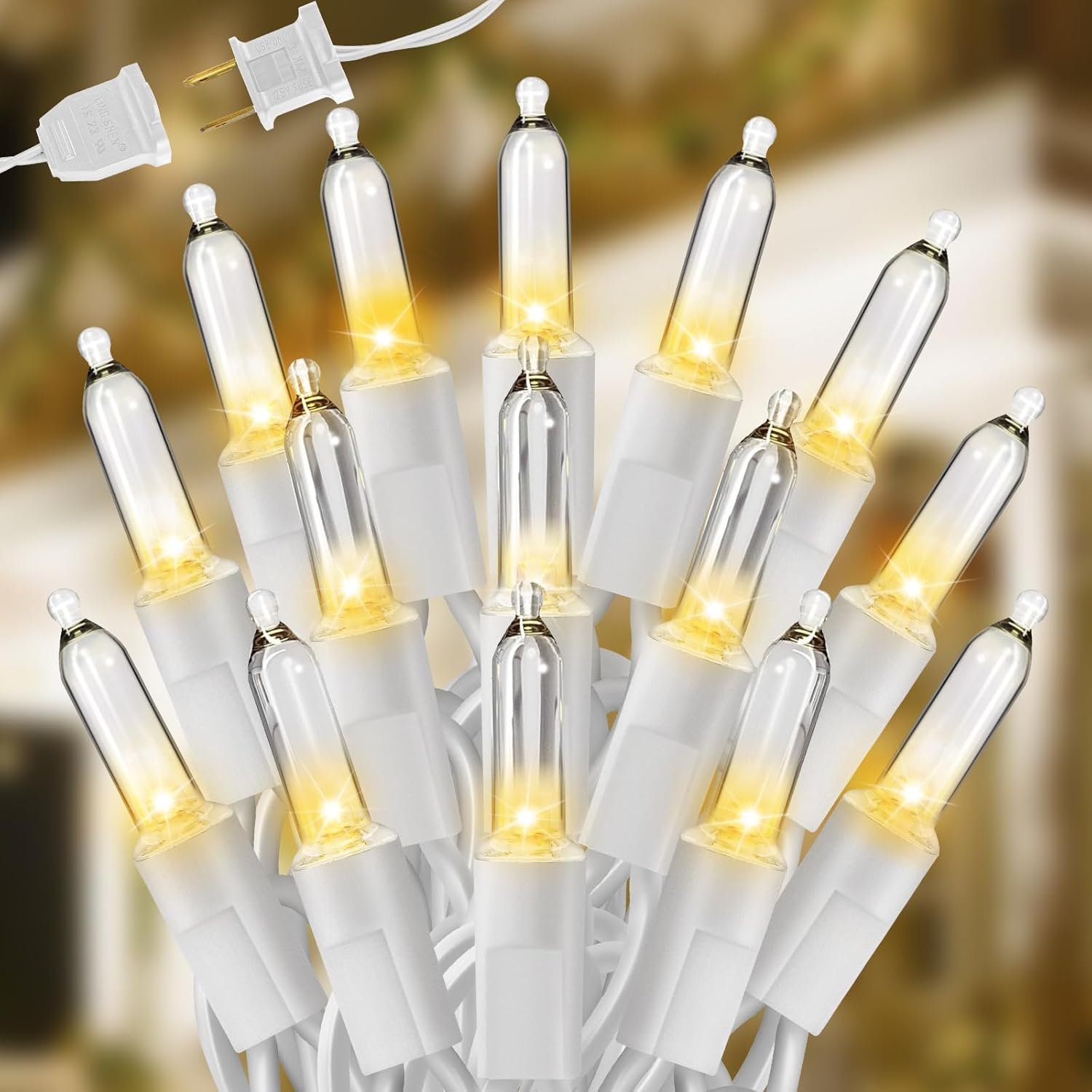 Christmas Lights, 33FT 120 LED Clear Christmas Tree Lights with White Wire, UL Certified Mini String Lights, Waterproof Xmas Fairy Lights Connectable for Indoor Outdoor Patio Party Decor, Warm White - Image 2