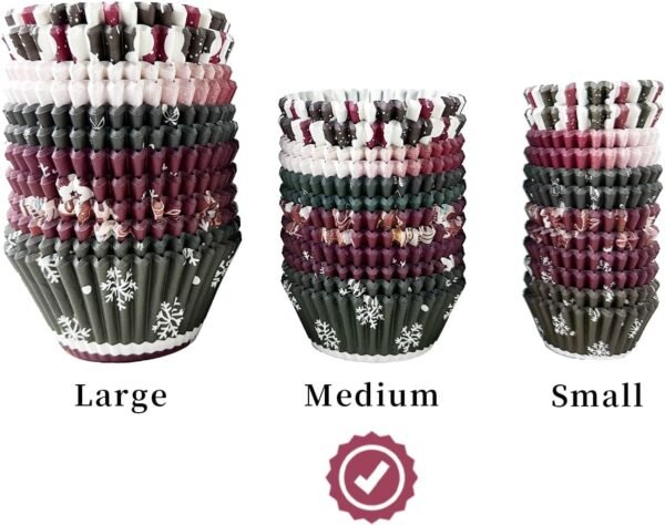 qiqee Christmas 300-Count Cupcake Liners Standard Cupcake Cups 6 Design Cupcake Papers Baking Cups Cupcake Wrappers (Standard Size) - Image 5