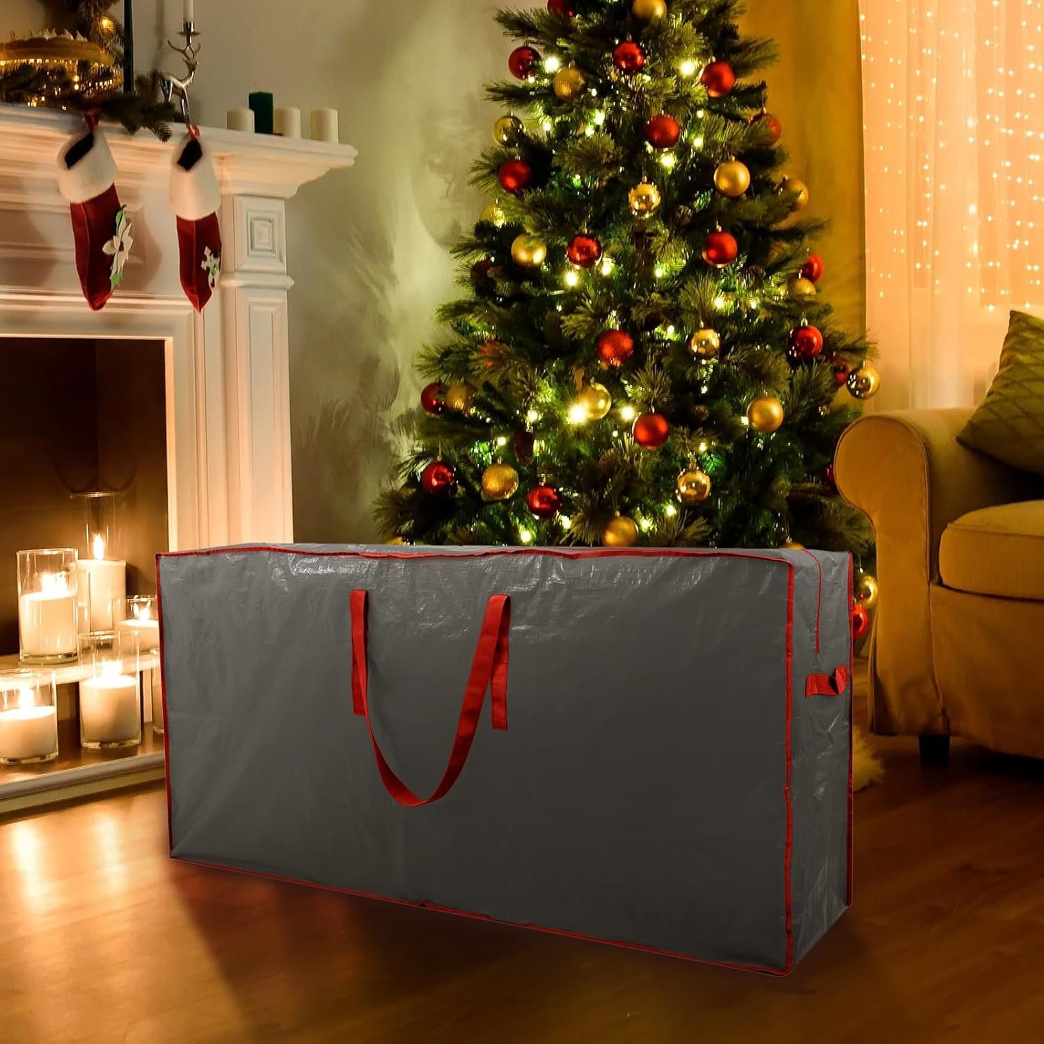TREE STORAGE BAG Christmas Tree Storage Bag Fits Up to 7.5 Ft Tall Disassembled Tree 45 X 15 X 20 INCH Holiday Tree Storages Waterproof Material Protects Dust Christmas Container HandlesSleek Zipper - Image 7