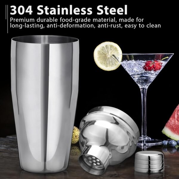 Cocktail Shaker Set Bartender Kit, Godmorn 15Pcs Bartender Shaker Set, 304 Stainless Steel Martini Shaker and Strainer, 550ml /19OZ Bar Tool Set with Bamboo Stand, Recipe Book, for Home and Bar - Image 3