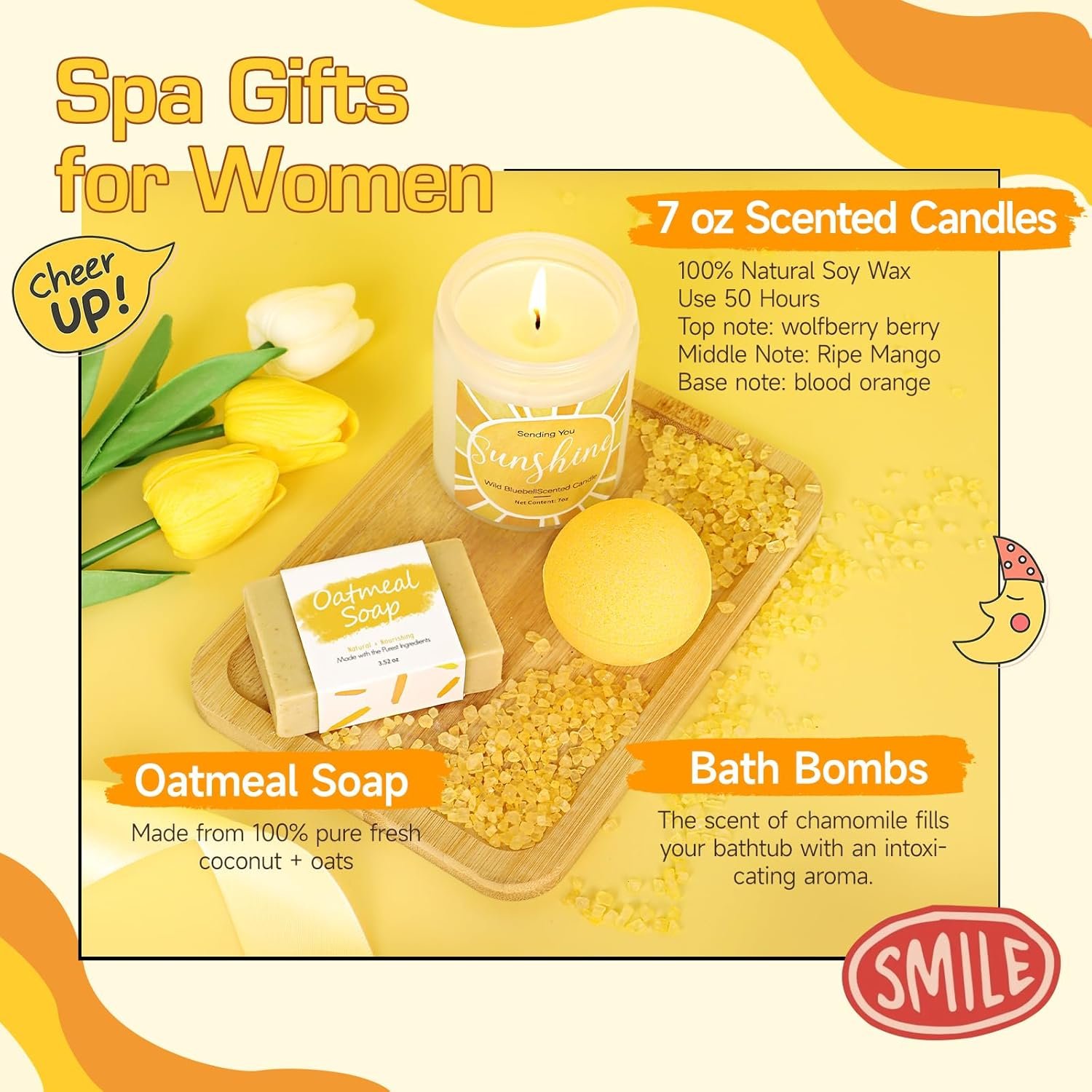 Gift Baskets for Women, 10pcs Unique Birthday Gifts for Women, Best Friend Birthday Gifts, Get Well Soon Gift Basket Sending Sunshine Gifts Cheer Up Box for Sister Friendship - BRIGHTEN UP HER DAY! - Image 8