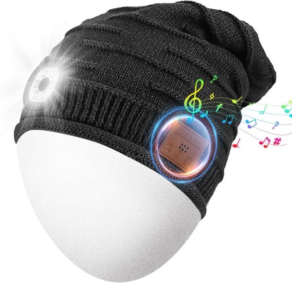 Rotibox Bluetooth Beanie Hat with Light, Music Knit Hat with Headphones for Outdoor Sports,Gifts for Birthday, Christmas, Mens Stocking Stuffers for Men, Women, Teens - Image 2