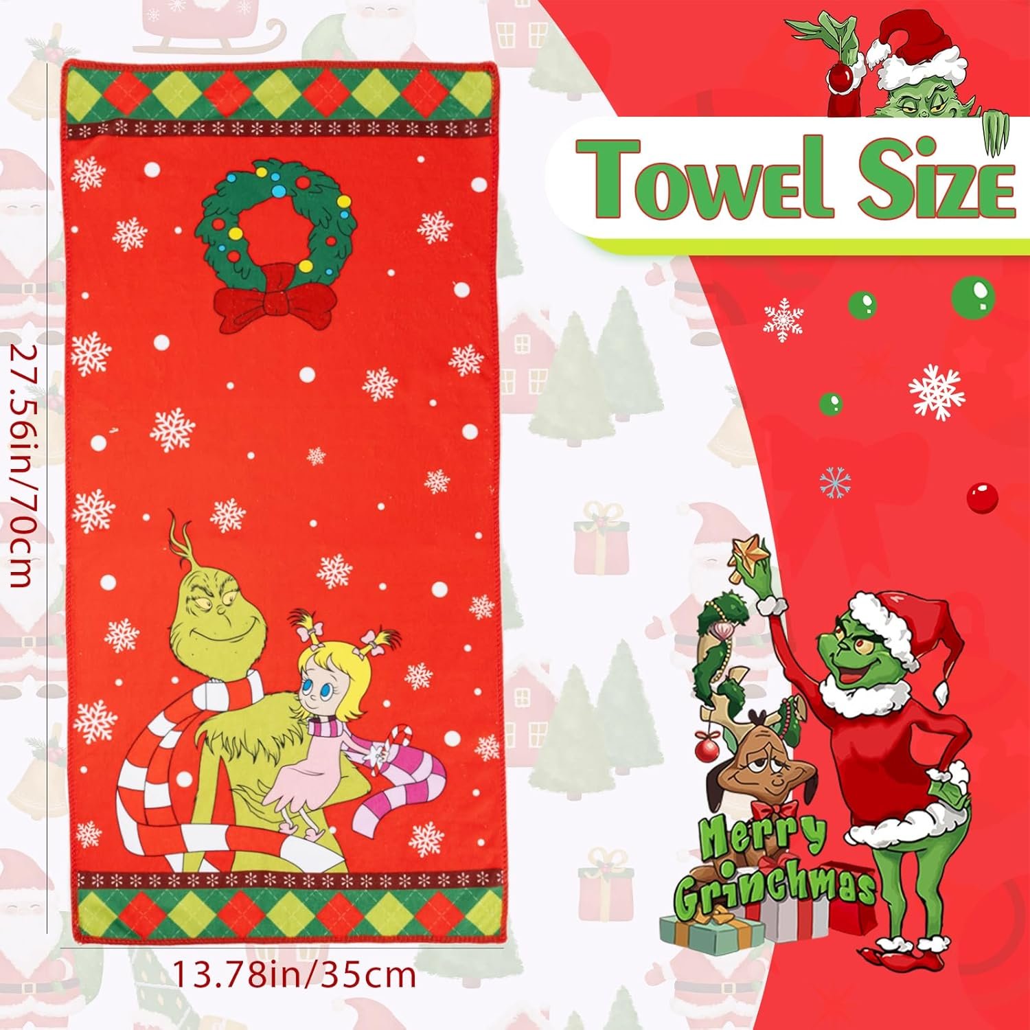 3 Pack Christmas Hand Towels for Kitchen, 14" x 28" Large Christmas Kitchen Bathroom Decor Absorbent Xmas Tea Dish Towels Set for Drying Cleaning Cooking Xmas Holiday Housewarming Gift for New Home - Image 4