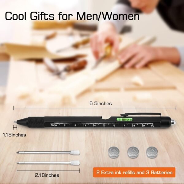 Gifts for Men, Stocking Stuffers for Adults Men, Fathers Day Dad Gifts from Daughter Son Wife, 9 in 1 Multitool Pen, Tools Gadgets for Men, Birthday Christmas White Elephant Gifts for Grandpa Husband - Image 4