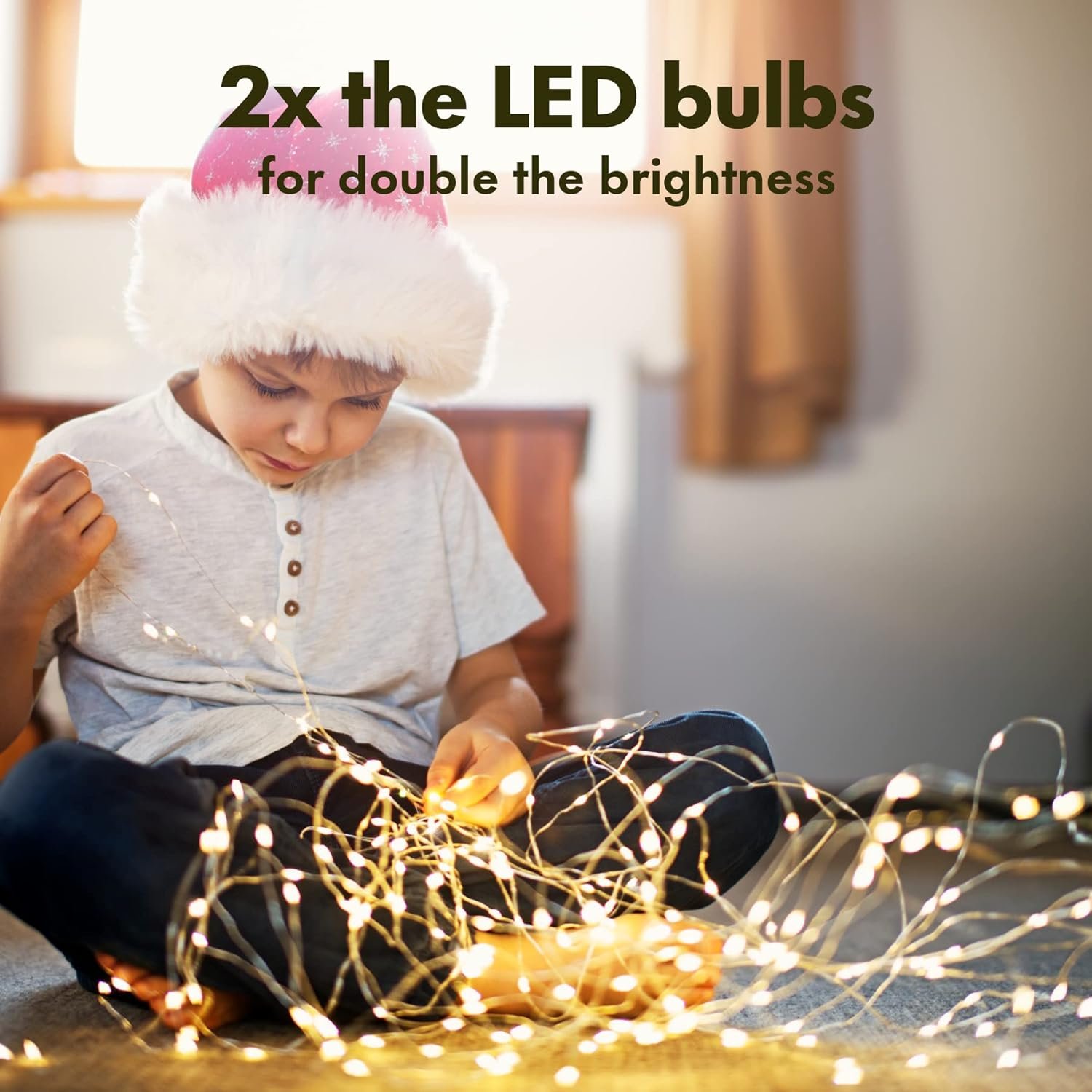 Twinkle Star 33FT 100 LED Silver Wire Fairy String Lights for Christmas Wedding Party Home Holiday Decoration,Battery Operated, Warm White, Pack of 1 - Image 5