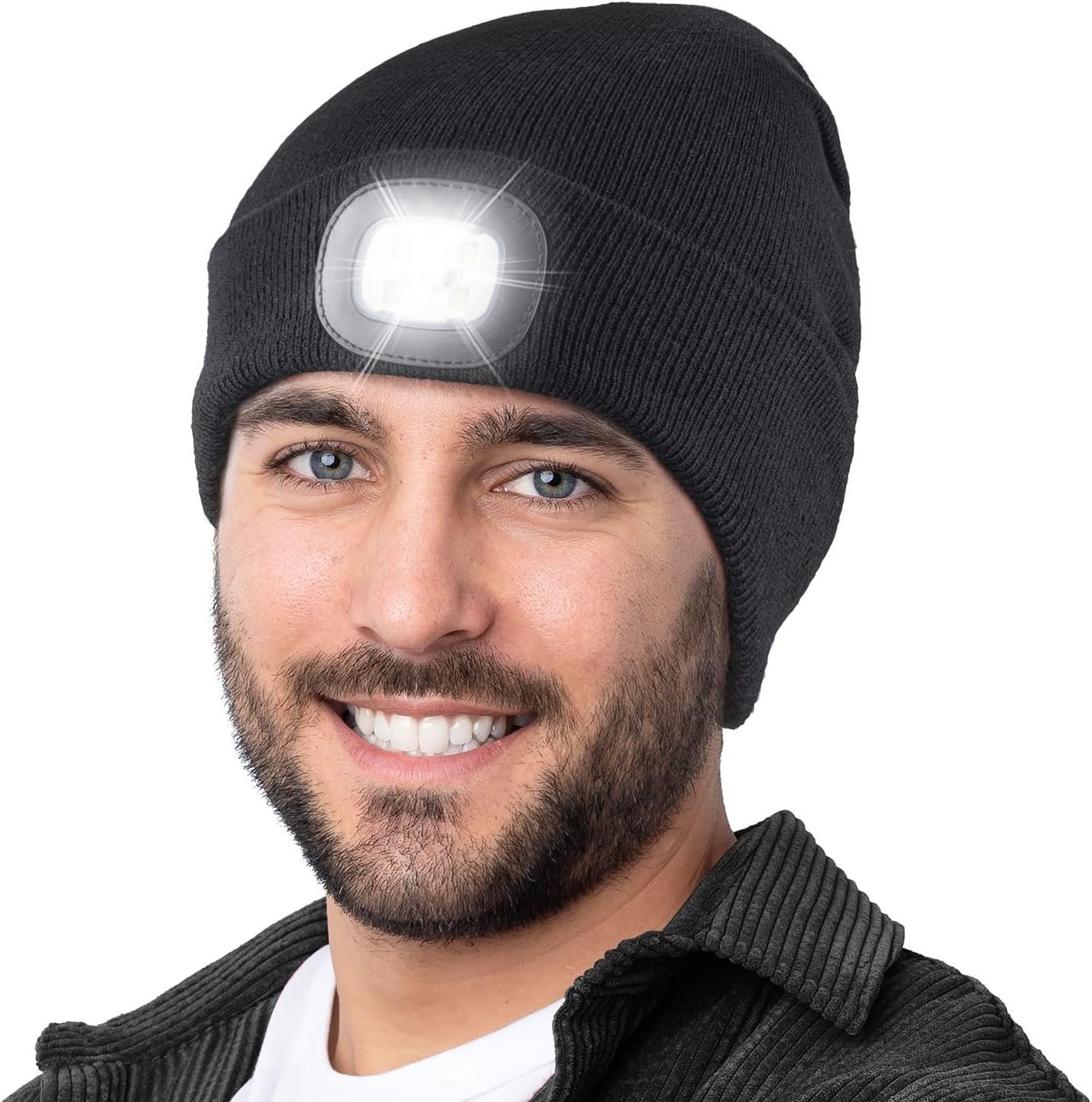 Tutuko Unisex Beanie with Light, USB Rechargeable LED Headlamp Cap, LED Hat with Flashlight, Gifts for Men Women Dad - Image 2