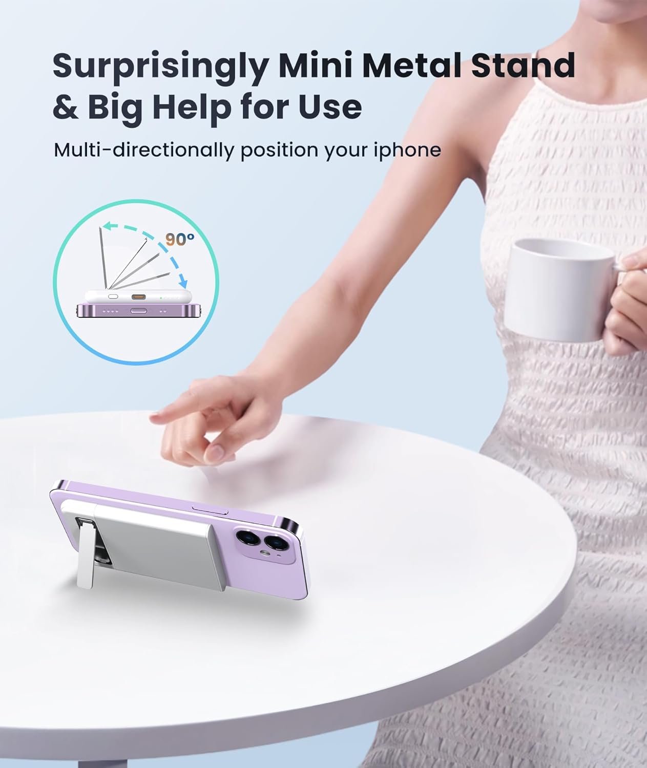 0.03FT Slim Wireless Power Bank 5000mAh White Mini Portable Charger 15W Magnetic Battery Charger Wired PD20W Back-up Battery for Phone 12/13/14/15/16 Pro Max Series/AirPods 3/AirPods Pro II - Image 6