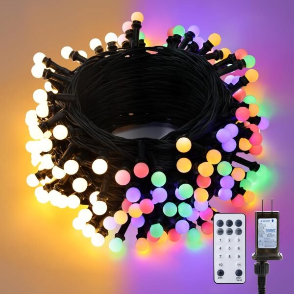 Brizled Christmas Lights, 66ft 200 LED Color Changing String Lights, Warm White & Colored Christmas Lights, Dimmable Berry String Lights, Connectable Lights String for Xmas Tree Party - Image 2