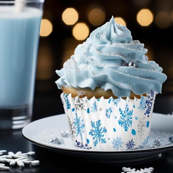 Whaline 600Pcs Christmas Winter Cupcake Liners Snowmen Snowflake Blue White Cupcake Wrappers Baking Cups Holders Xmas Holiday Muffin Liners for Party Supplies Decor - Image 7