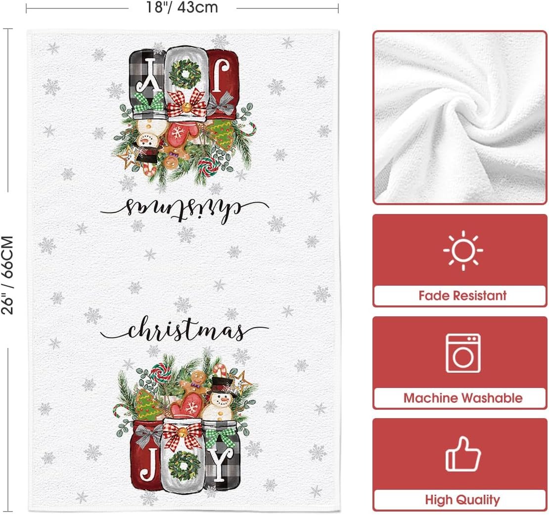 Artoid Mode Xmas Trees Snowman Vase Christmas Kitchen Towels Dish Towels, 18x26 Inch Farmhouse Snowflake Winter Decoration Hand Towels Set of 2 - Image 7