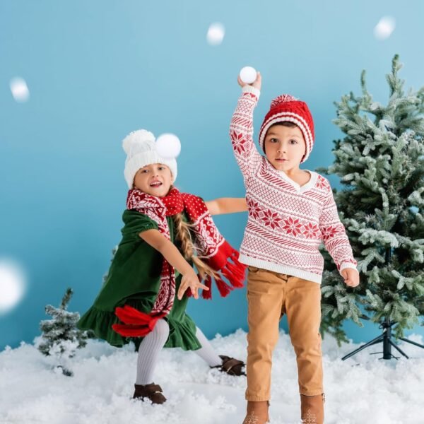 Elcoho 200 Pieces 2 Inch Artificial Snow Toy Ball Set with Bucket for Storage Kids Snow Fight Ball Realistic Snow White Plush Toss Ball for Kids Toss Game Winter Snow Fight Indoor Outdoor Xmas Decor - Image 6