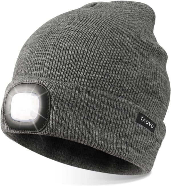 Unisex Beanie with The Light, USB Rechargeable LED Caps, Flashlight Hat Headlamp Beanie Gifts for Dad Father Husband - Image 2