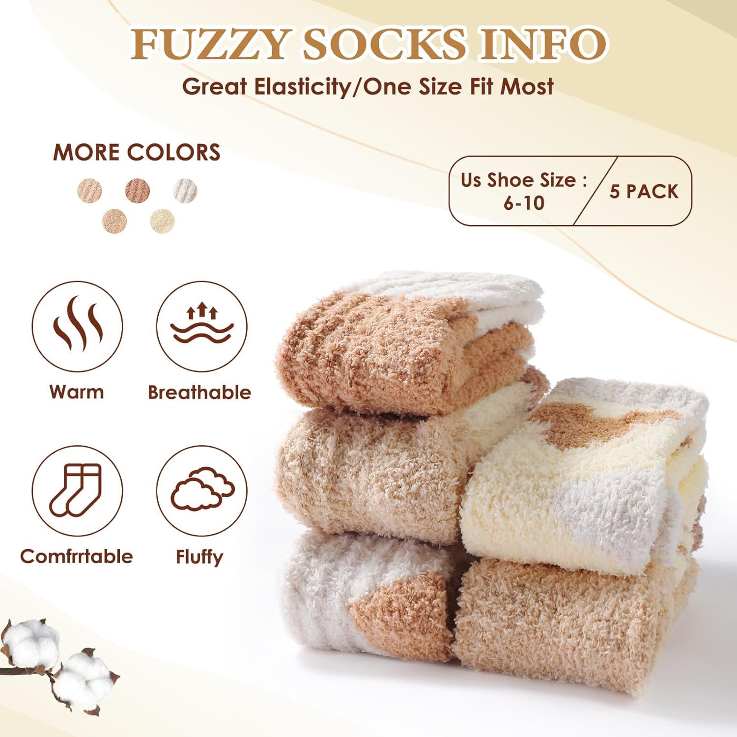Fuzzy Socks for Women - Cozy Socks for Women 5 Pairs - Image 5