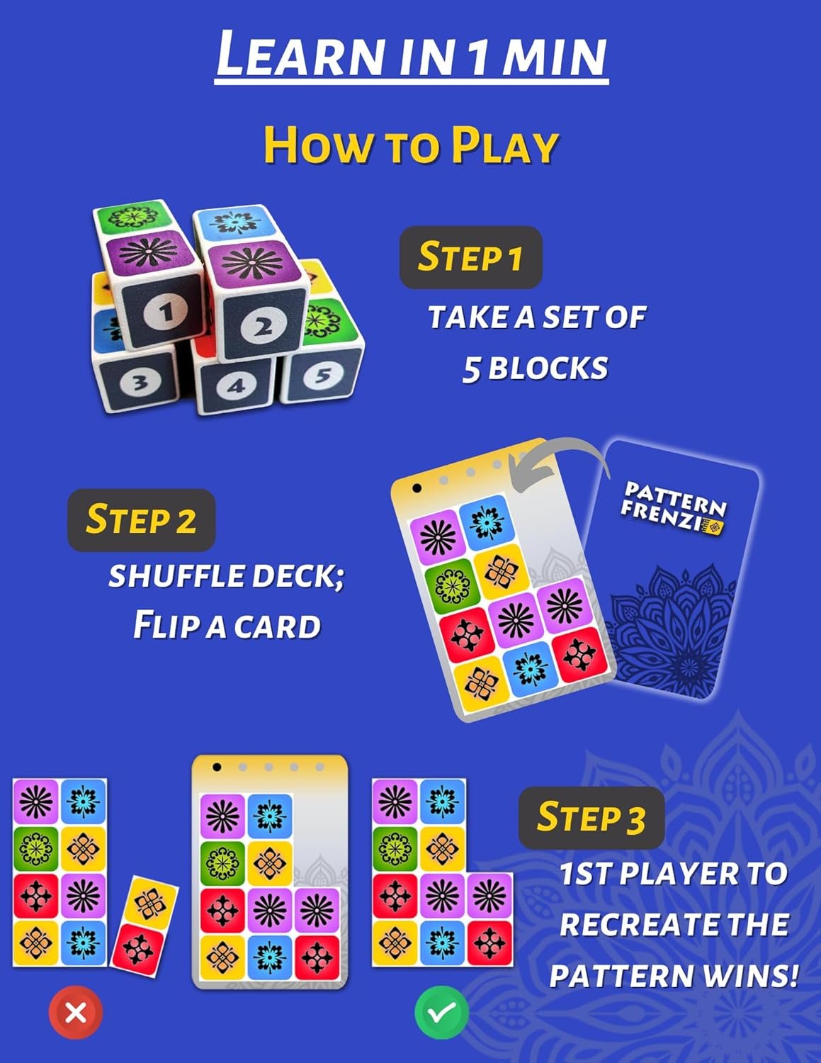 Pattern Matching Board Game for Children & Adults, Family Party Board Games, Block Puzzle Games for Kids Ages 3+, Play Solo or Multiple Players, Pattern Recognition, Perfect Christmas & Birthday Gift - Image 5