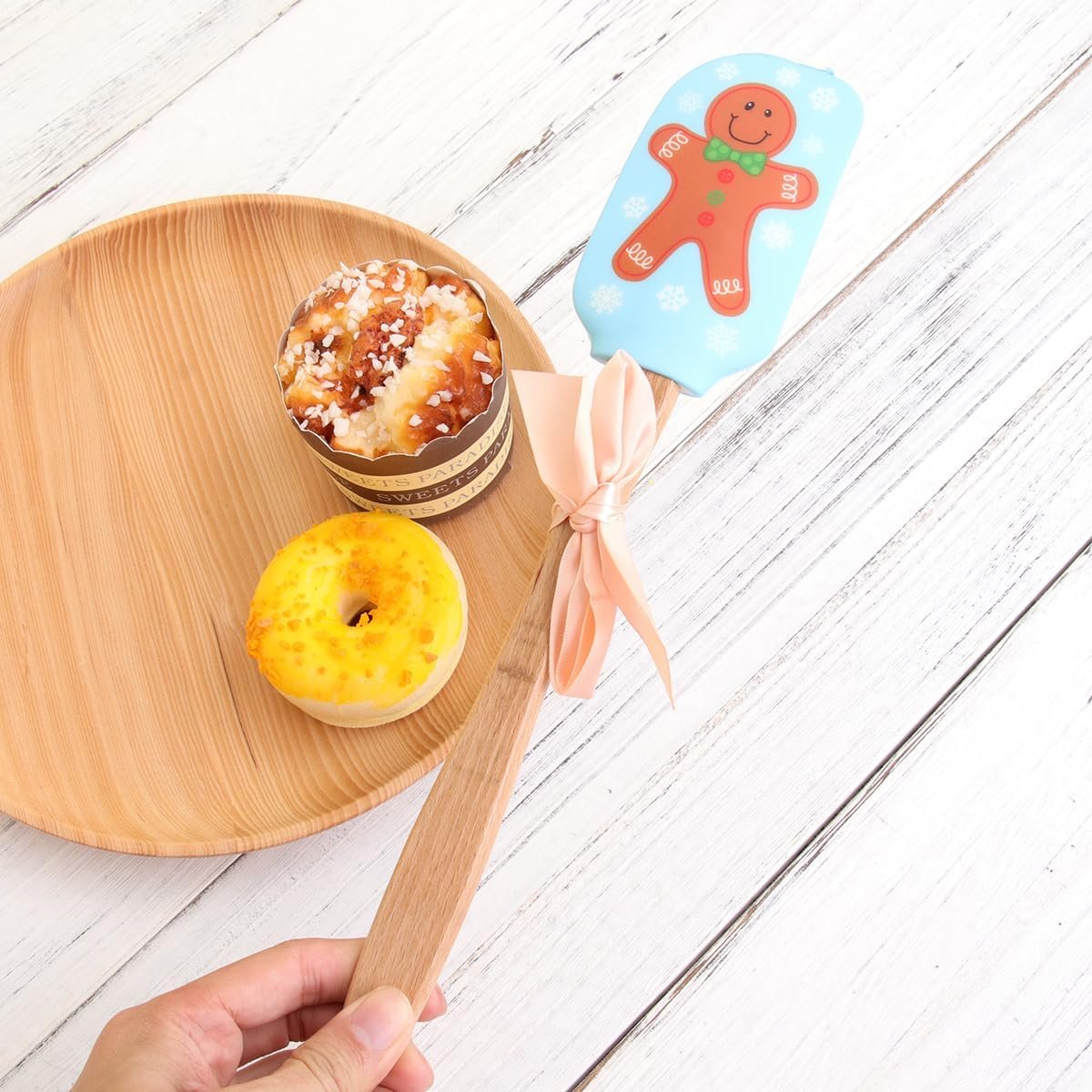 Tofficu Christmas Silicone Spatula, Xmas Cake Spatula with Wooden Handle Kitchen, Xmas Cake Spatula Christmas, Christmas Cake Spatulas, Christmas Santa Spatula, Kitchen Baking Spatulas for Xmas - Image 9