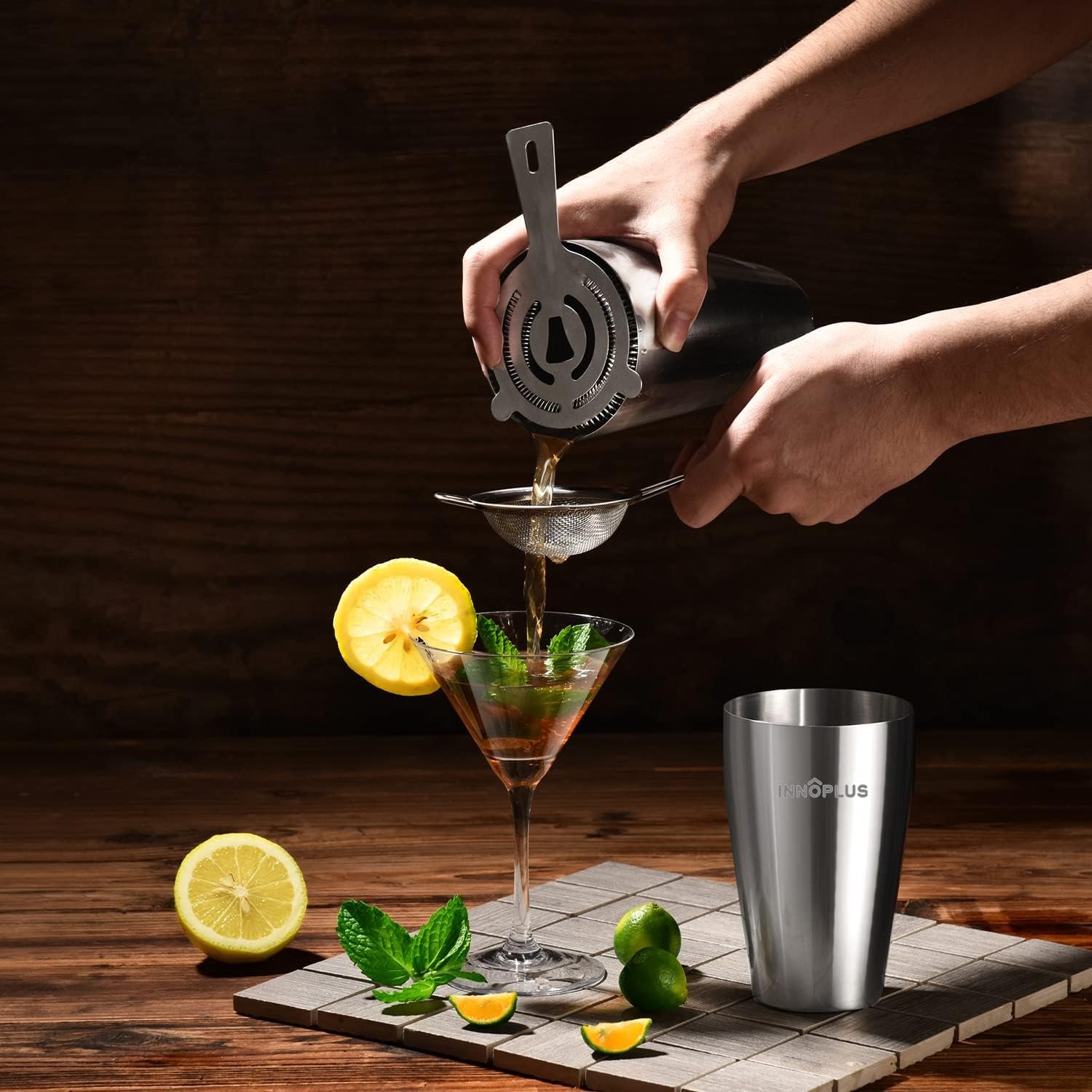 Cocktail Shaker, Martini Shaker, Drink Shaker, Cocktail Shaker Set 6 Piece, Boston Shaker, Bar Set, Cocktail Strainer, Bar Tools, Bartender Kit, Stainless Steel Double Measuring Jigger, Mixing Spoon - Image 6