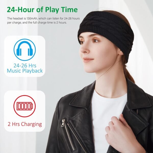Bluetooth Headband, Bluetooth 5.2 Sleep Headphone,24 Hours Play Time,HD Stereo, Built-in Microphone, Workout, Running, Sports, Men/Women Gift. - Image 3