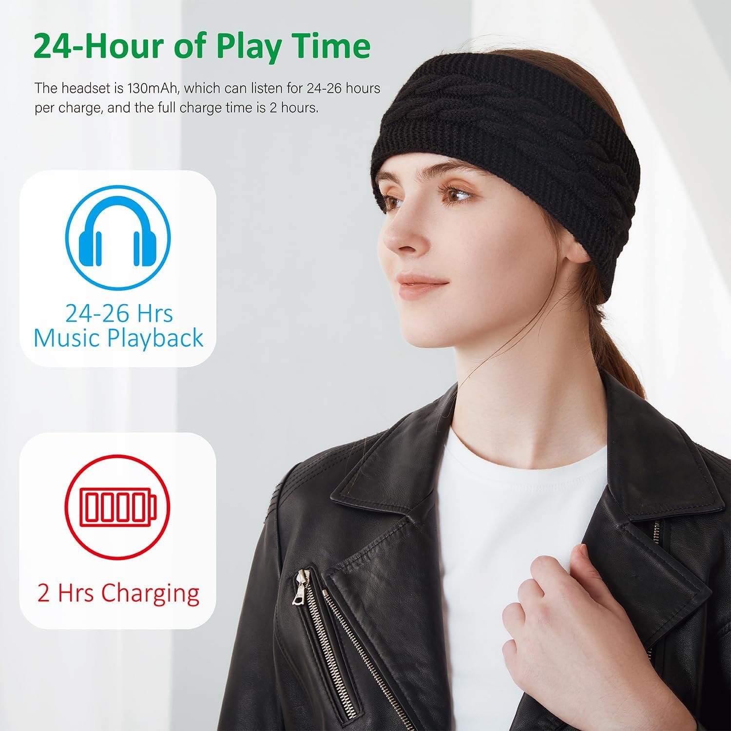 Bluetooth Headband, Bluetooth 5.2 Sleep Headphone,24 Hours Play Time,HD Stereo, Built-in Microphone, Workout, Running, Sports, Men/Women Gift. - Image 3
