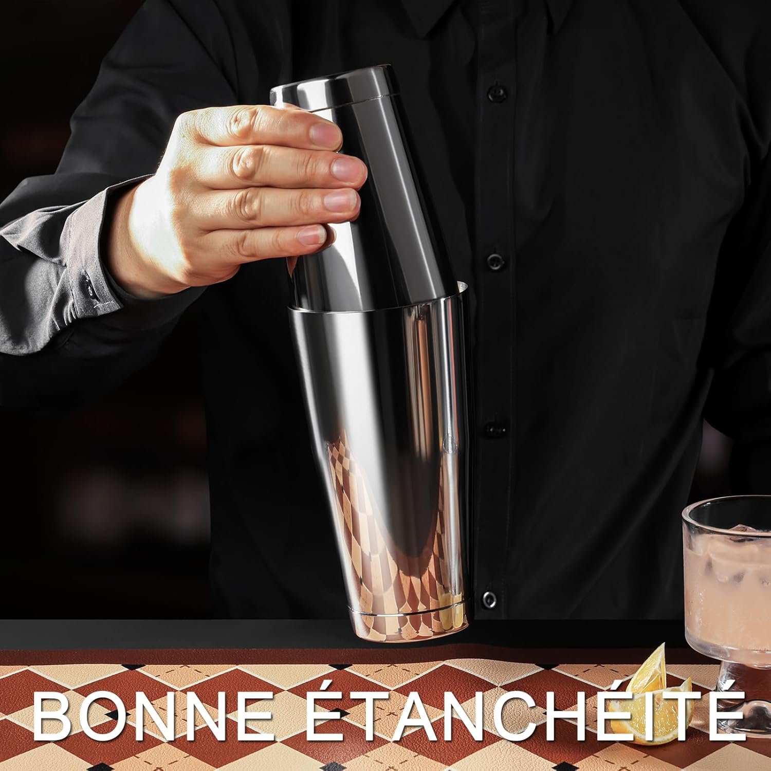Boston Cocktail Shaker Set, 18 oz & 28 oz Stainless Steel Weighted Shaker Tins, Metal Martini Shaker Drink Mixer for Bartending, professional Bar Tools for Bartender (Sliver) - Image 3