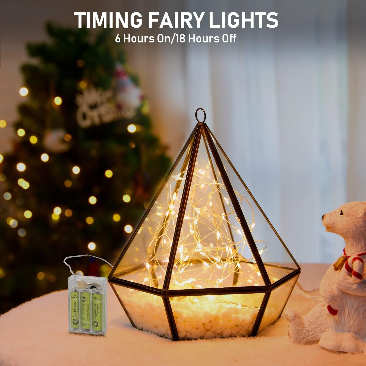 5 Pack Fairy Lights Battery Operated, 7 Feet 20 Led String Lights with Timer, Waterproof Firefly Lights on Silver Wire for Home Party Wedding Christmas Decorations, 6 Hours on/18 Hours Off, Warm White - Image 4