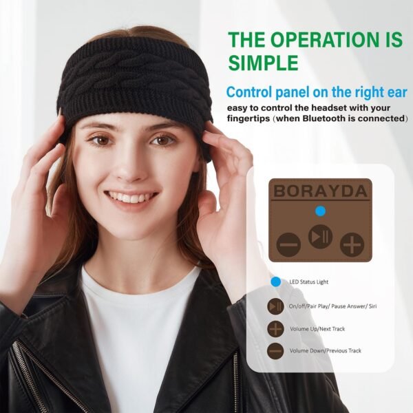 Bluetooth Headband, Bluetooth 5.2 Sleep Headphone,24 Hours Play Time,HD Stereo, Built-in Microphone, Workout, Running, Sports, Men/Women Gift. - Image 4