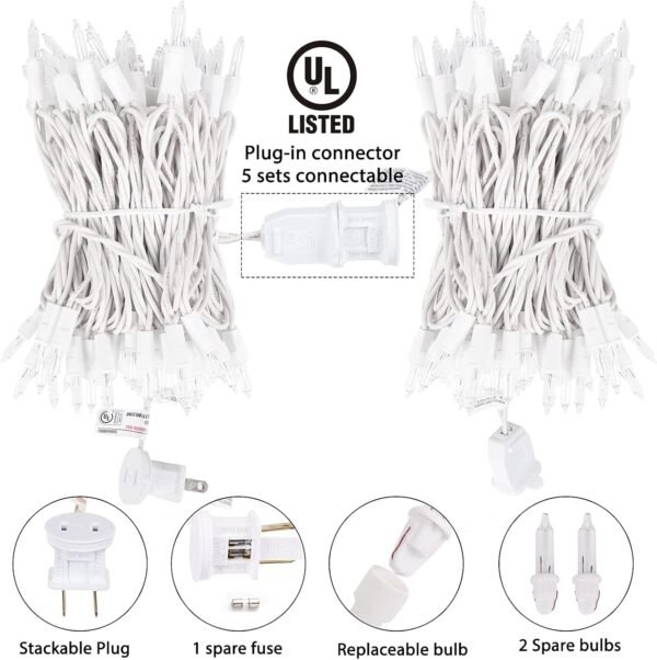 Minetom Clear Christmas Lights Set 100 Count 25 Feet Incandescent Bulb Mini String Lights for Indoor Christmas Tree Garland Birthday Wedding Party Festival Decoration, White Wire - Image 6