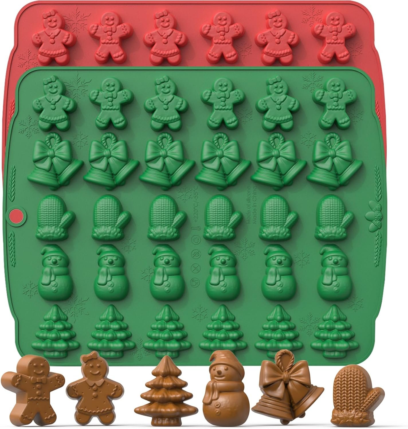 Christmas Chocolate Molds, Silicone Gummy Molds, Mini Christmas Mold for Baking, Chocolate, Gummy, Biscuit, Ice Cube, Jelly(Christmas Set A) - Image 2
