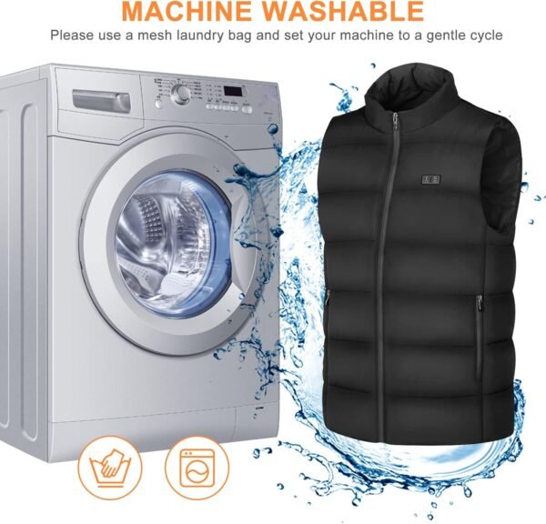 Rechargeable Heated Vest with Battery Pack for Men Women,3 Heating Levels 8 Heating Zones Lightweight Warming Jacket - Image 7