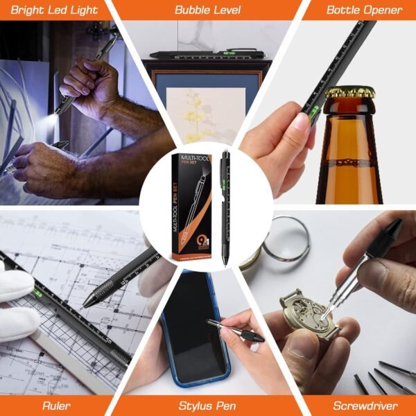 Gifts for Men, Stocking Stuffers for Adults Men, Fathers Day Dad Gifts from Daughter Son Wife, 9 in 1 Multitool Pen, Tools Gadgets for Men, Birthday Christmas White Elephant Gifts for Grandpa Husband - Image 7