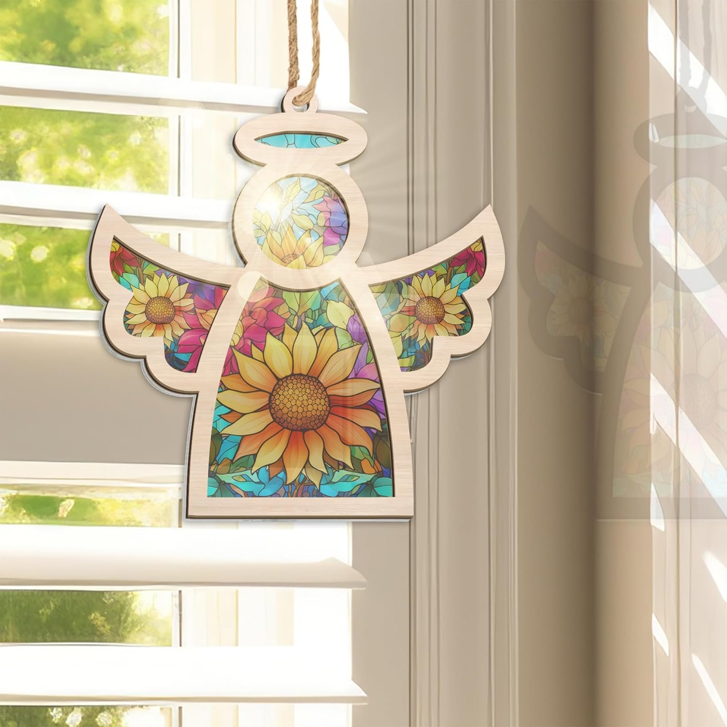 Angel Sunflower Gifts, Christmas Ornaments 2024 - Sympathy Gifts for Loss of Loved One, Pet Bereavement Gift Ideas, Miscarriage Memorial Gifts - Christmas Tree Decoration Suncatcher Ornaments - Image 4