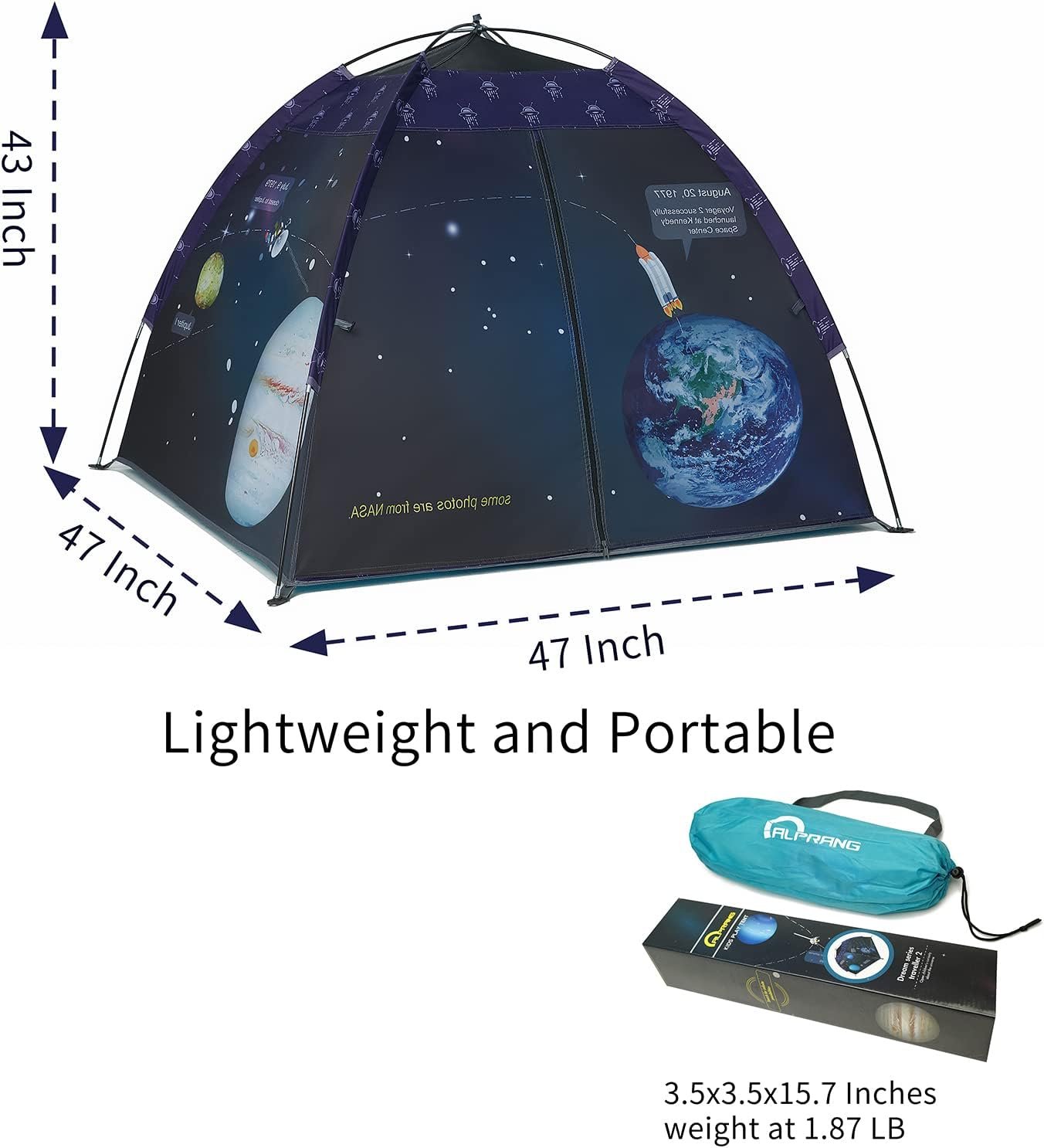 alprang Space World Play Tent Galaxy Dome Playhouse for Boys and Girls Imaginative Play-Astronaut Space for Kids Indoor and Outdoor Fun, Perfect Kid’s Gift- 47" x 47" x 43" - Image 7